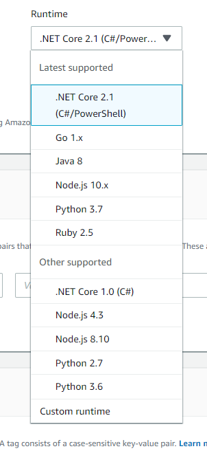 Lambda Runtime language