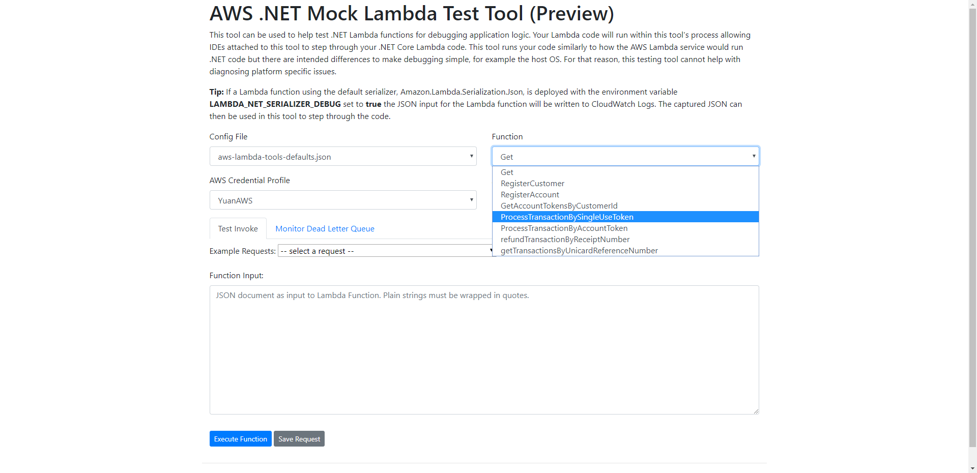 execute lambda function