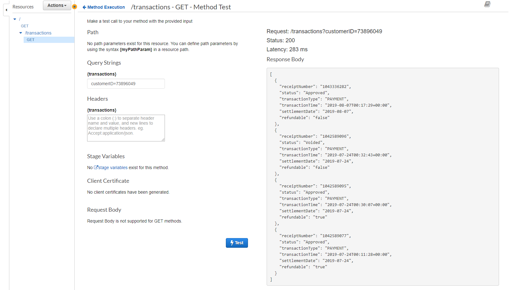 test API Gateway