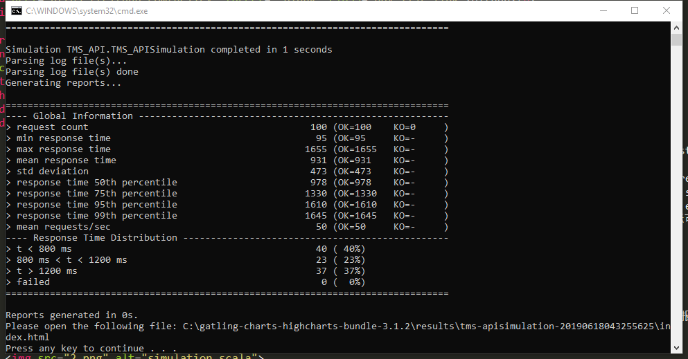 console output