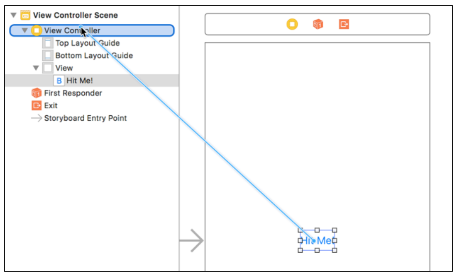 Make connections from object item to View Controller